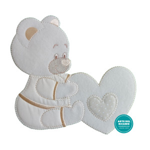 Iron-on Patch - Teddy Bear with a Cream Heart